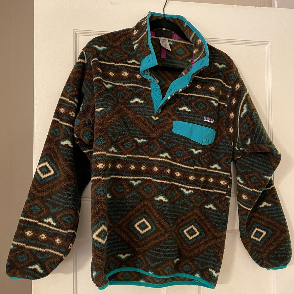 Patagonia Synchilla Snap-T Brown/Teal Aztec Print